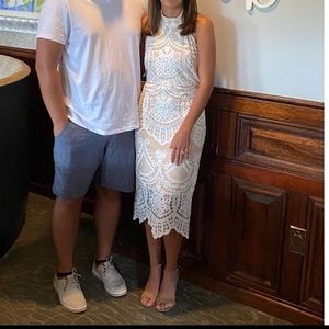 Lulus white lace halter dress